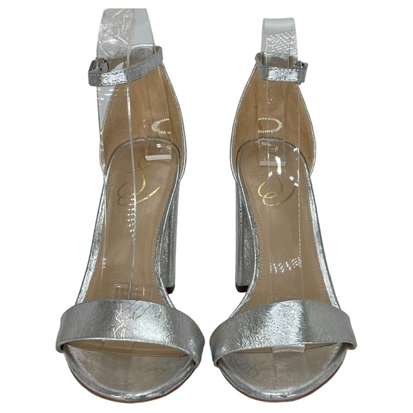 Sam Edelman Womens Yaro Block Heels Silver Metallic Size 8.5M - Picture 5 of 15